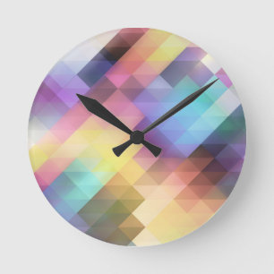 Stylish Colourful Pastel Geometric Pattern Round Clock