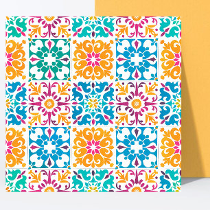 Stylish Colourful Pattern Mexican Papel Picado Ceramic Tile