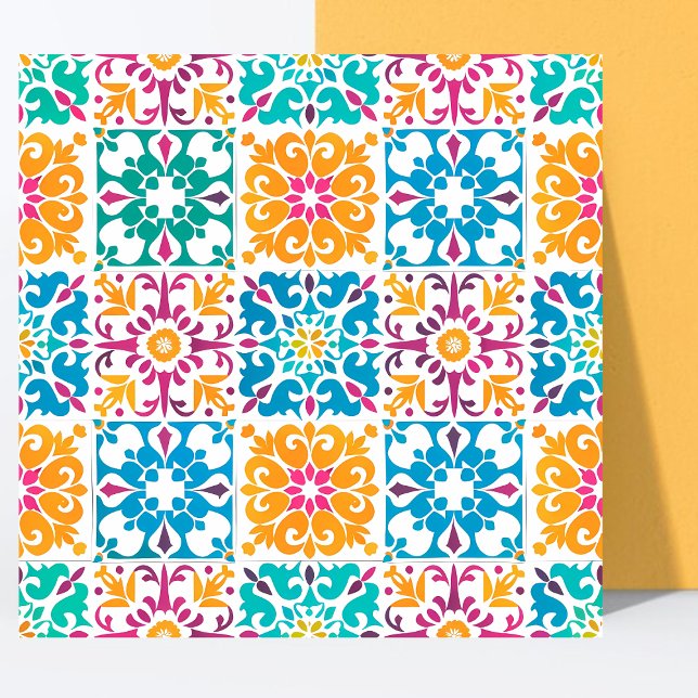 Stylish Colourful Pattern Mexican Papel Picado  Ceramic Tile (Creator Uploaded)