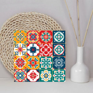 Stylish Colourful Pattern Mexican Papel Picado Hom Ceramic Tile