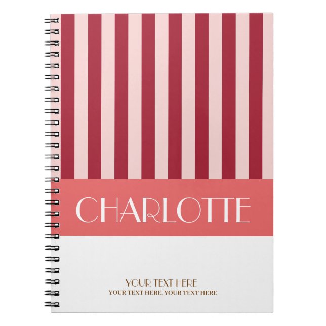 Stylish Colourful Stripes Personalised Monogrammed Notebook (Front)