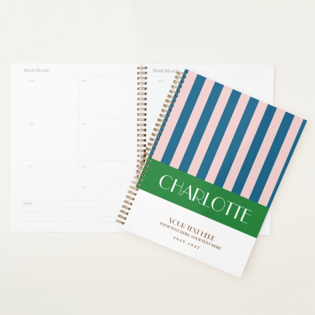 Stylish Colourful Stripes Personalised Planner (Display)
