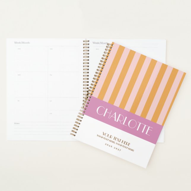 Stylish Colourful Stripes Personalised Planner (Display)