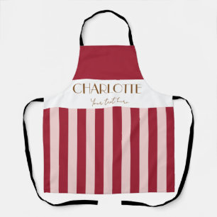 Stylish Colourful Stripes Retro Red template Apron