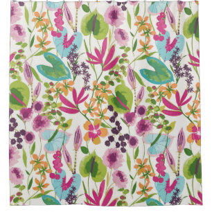 Stylish Colourful Summer Tropical Floral Pattern Shower Curtain