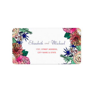 Stylish Colourful Watercolor Floral Bouquet design Label