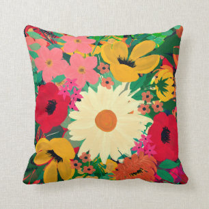 Stylish Colourful Watercolor Floral Design Cushion