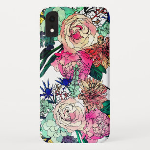 Stylish Colourful Watercolor Floral Pattern iPhone XR Case