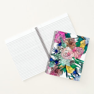 Stylish Colourful Watercolor Floral Pattern Notebook