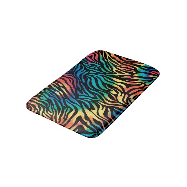 Stylish Colourful Zebra Stripes Pattern Bath Mat (Angled)