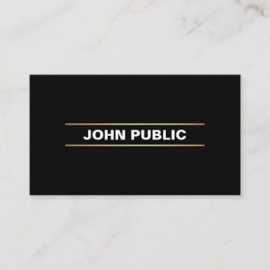 Stylish Company Plain Black Gold White Modern Business Card