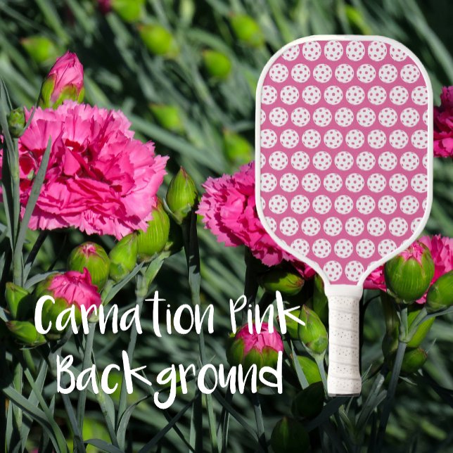 Stylish Contemporary Carnation Pink and White Pickleball Paddle (Pretty in Pink! This Pickleball Paddle says it all. )