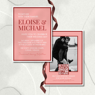 Stylish Contemporary Pink and Red Wedding Invitation