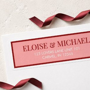 Stylish Contemporary Pink and Red Wedding Return Address Label