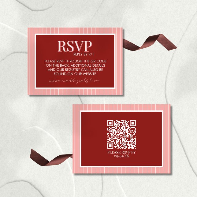 Stylish Contemporary Pink and Red Wedding RSVP Card (Invite guests to your big day in style with this Stylish Contemporary Pink and Red Wedding RSVP!)