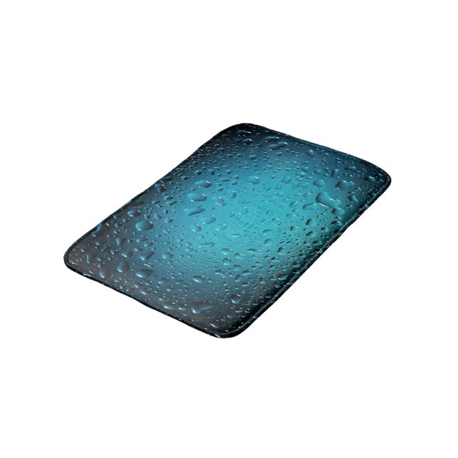 Stylish Cool Blue water drops Bath Mat (Angled)