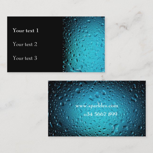 Stylish Cool Blue water drops Business Card (Front/Back)