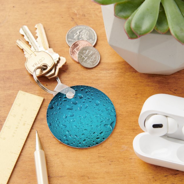 Stylish Cool Blue water drops Key Ring (Desk)