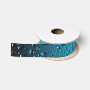 Stylish Cool Blue water drops Satin Ribbon