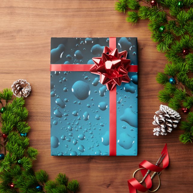 Stylish Cool Blue water drops Wrapping Paper (Holiday Gift)