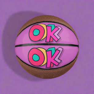 Stylish Cool Colourful "OK" Bold Purple Sport Mini Basketball