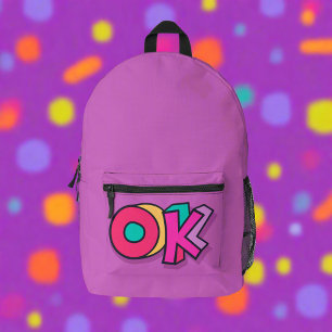 Stylish Cool Colourful "OK" Bold Purple Sports  Printed Backpack