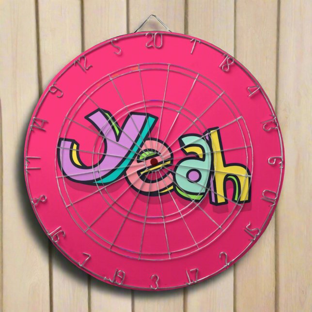 Stylish Cool Colourful "Yeah" Bold Pink Sports Fun Dartboard (Creator Uploaded)
