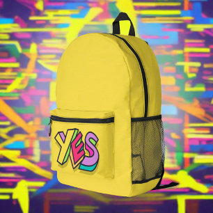 Stylish Cool Colourful "YES" Bold Yellow Sports Printed Backpack