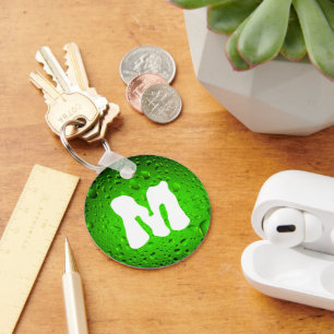Stylish Cool Green water drops Monogram Key Ring