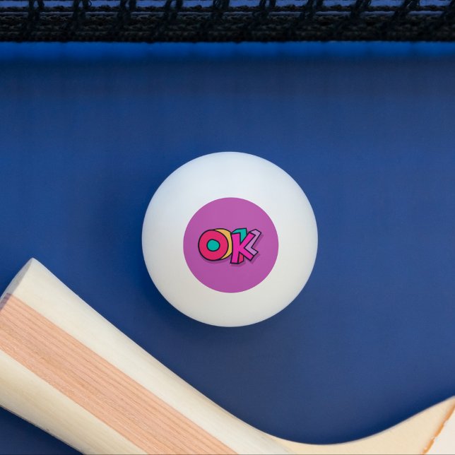Stylish Cool "OK" Bold Colours Purple Sports  Ping Pong Ball (Creator Uploaded)