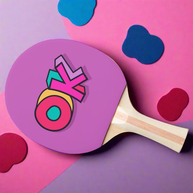 Stylish Cool "OK" Bold Purple Pink Sports Fun Ping Pong Paddle (Creator Uploaded)