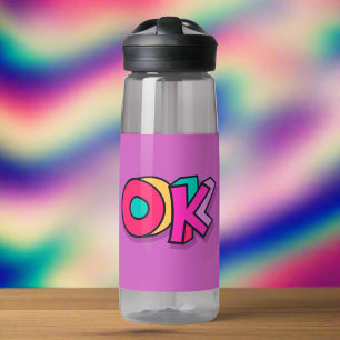 Stylish Cool "OK" Rainbow Colours  Purple Sports  Water Bottle