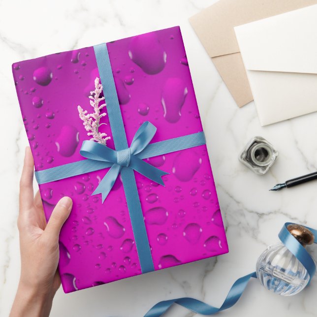 Stylish Cool Pink water drops Wrapping Paper (Gifting)