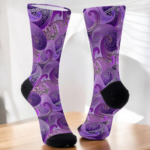Stylish Cool Purple Paisley Pattern Socks
