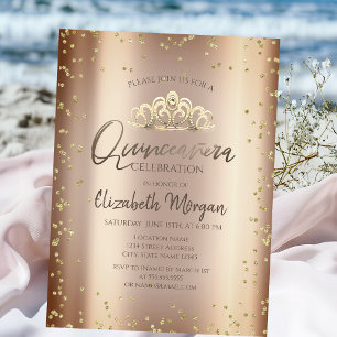 Stylish Cool Tiara,Diamonds Cooper Quinceañera Invitation