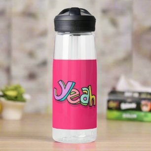 Stylish Cool "Yeah" Rainbow Colours Pink Sports  Water Bottle