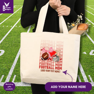 Stylish Coquette FOOTBALL MOM Large Tote Bag