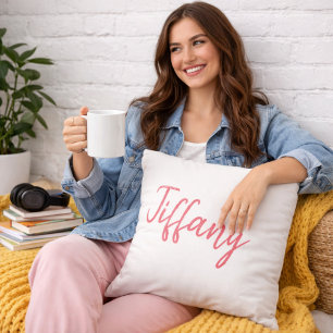 Stylish Coral and White Cushion