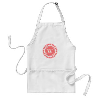 Stylish Coral Dots Monogram Apron