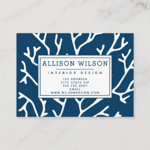 Stylish Coral Pattern - Teal Blue Ocean Theme Business Card