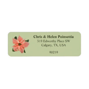 Stylish Coral Poinsettia Green Address Label Return Address Label