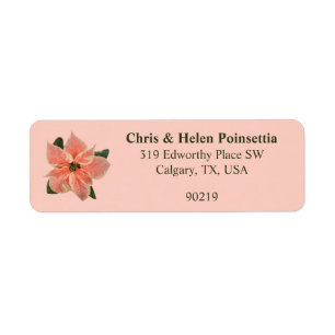 Stylish Coral Poinsettia Pink Address Label Return Address Label