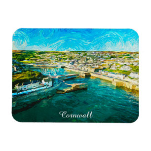 Stylish Cornwall England Coastal Scenery Oil Paint Magnet