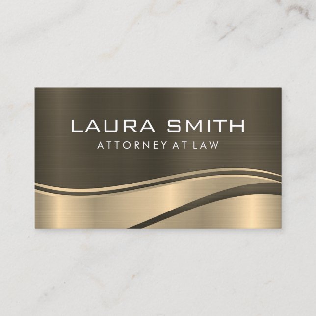 Stylish Corporate / Gold Metallic Wave Background Business Card (Front)