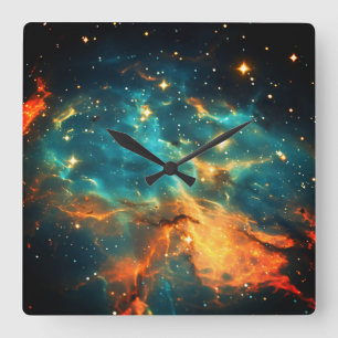 Stylish Cosmic Galaxy  Square Wall Clock
