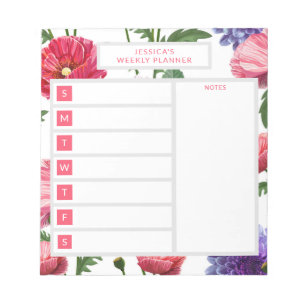 Stylish Country Flowers Personalised Name Notepad