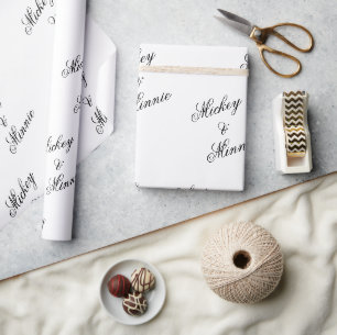 Stylish Couple Name White Gift Wrap Wrapping Paper