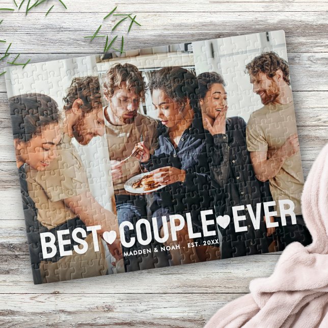 Stylish Couple Photo Script Typography Collage Jigsaw Puzzle (Creator Uploaded)