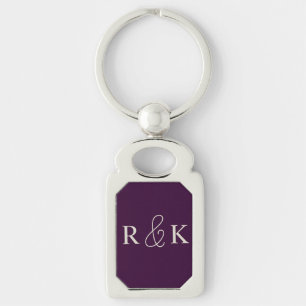 Stylish couples initials monogrammed  key ring