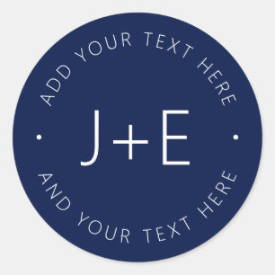 Stylish Couples Monogram & Text Classic Round Sticker